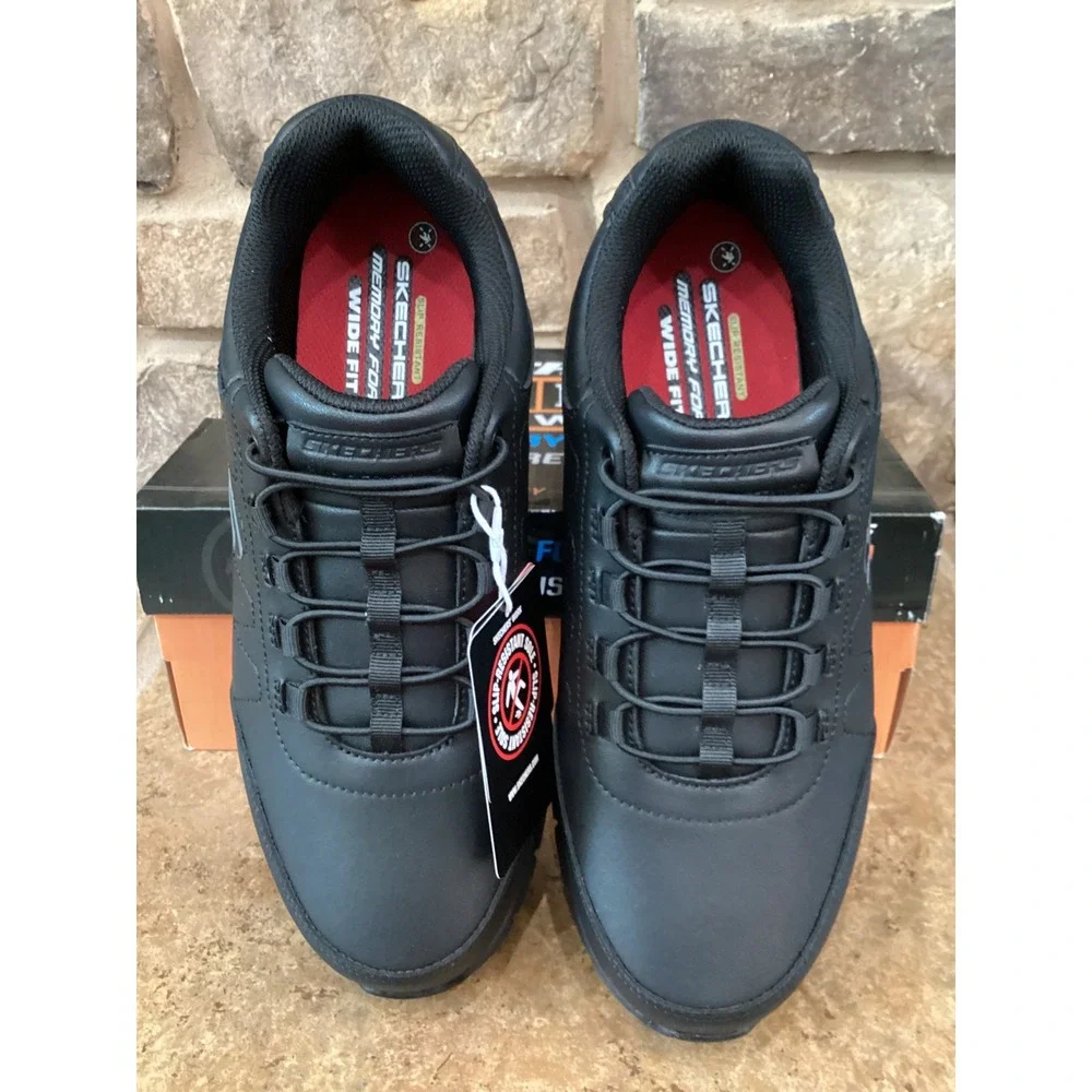 Skechers Work Nampa Osil Mens Size 10.5 WIDE Black Slip Resistant New
